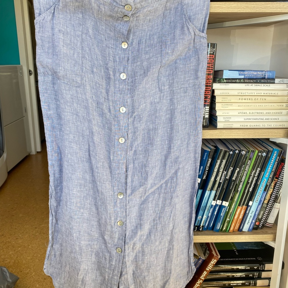 Tahari 100% Linen Button Front Midi Skirt L